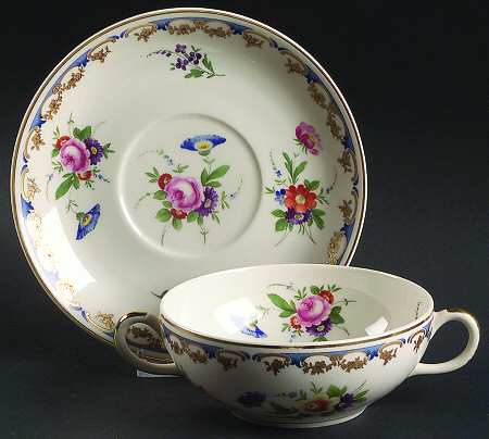 Lady Louise Flat Cream Soup Bowl & Saucer Set