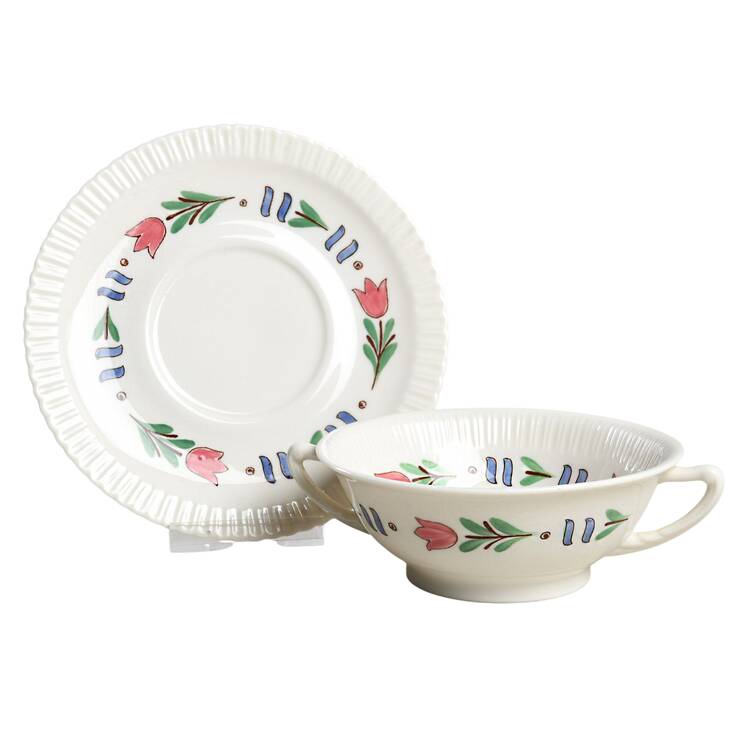Lancaster Footed Cream Soup Bowl & Saucer Set