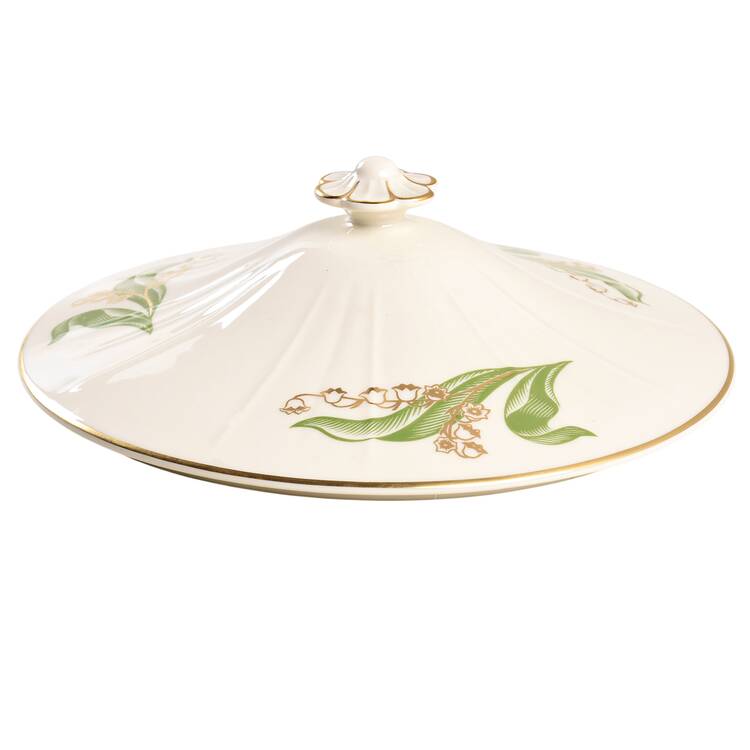 Lily of The Valley (Gold Trim) Lid for Round Vegetable