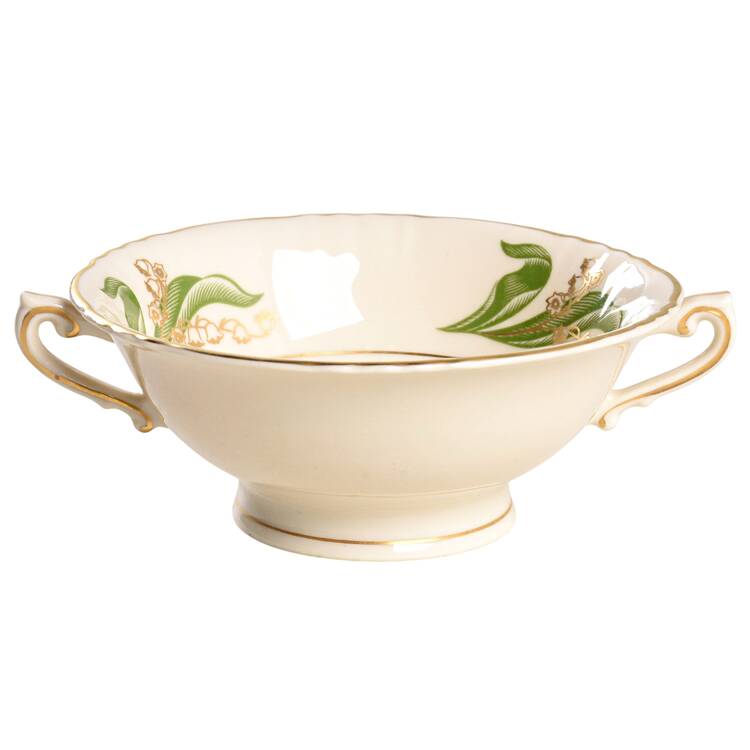Lily of The Valley (Gold Trim) Footed Cream Soup Bowl