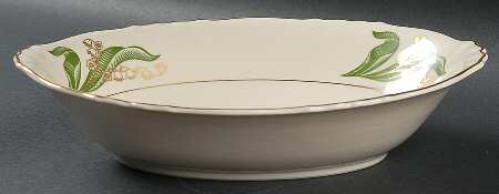 Lily of The Valley (Gold Trim) 10" Oval Vegetable Bowl