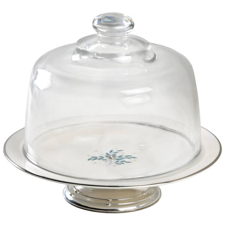 Lyric 6 1/2"-7 1/2" Footed Cheese Plate w/ Glass Dome HC
