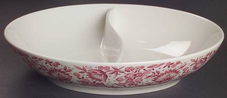 Mayflower Red 10" Oval Divided Vegetable Bowl
