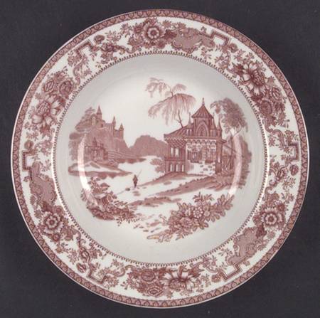 Mayfair Pink (Center Design) Rim Soup Bowl