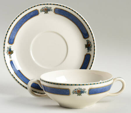 Meridale (Ivory Background) Flat Cream Soup Bowl & Saucer Set
