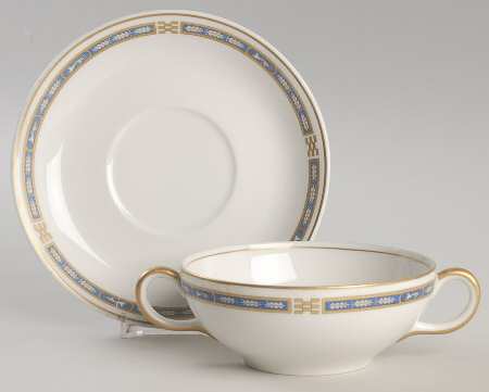 Mistic Blue Flat Cream Soup Bowl & Saucer Set