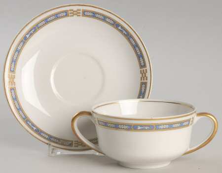 Mistic Blue Footed Bouillon Cup & Saucer