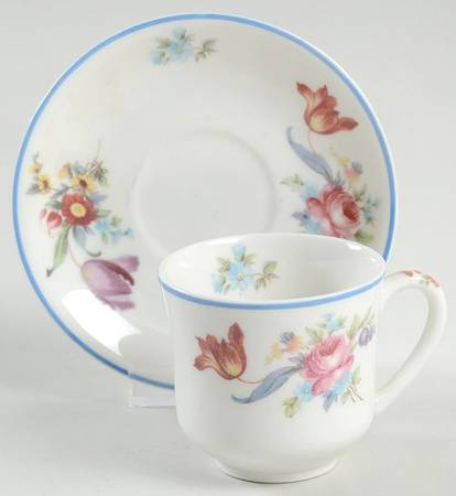 Old Haarlem (Blue Trim) Flat Demitasse Cup & Saucer Set