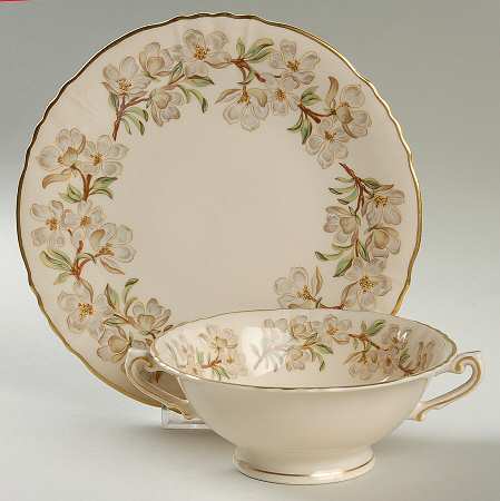 Orchard Footed Cream Soup Bowl & Saucer Set