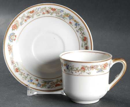 Oriental (Gold Trim) Footed Demitasse Cup & Saucer Set