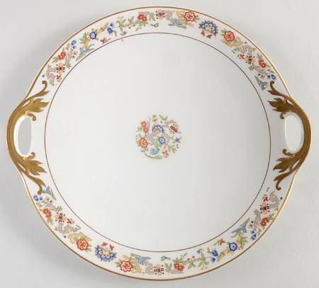 Oriental (Gold Trim) Handled Cake Plate