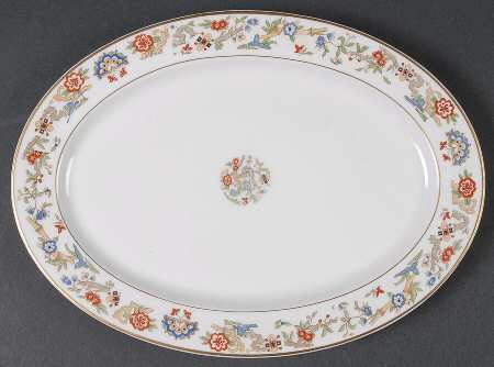 Oriental (Gold Trim) 10" Oval Serving Platter