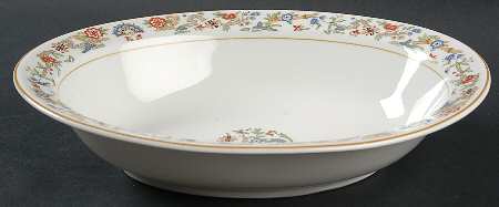 Oriental (Yellow Trim) 10" Oval Vegetable Bowl