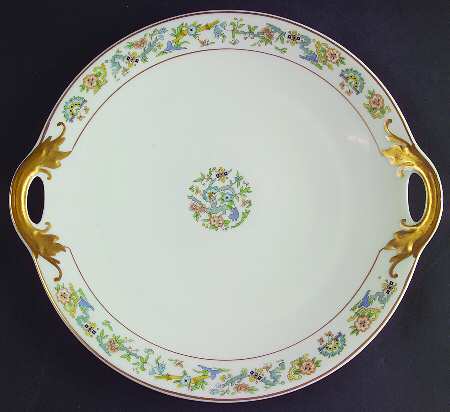 Oriental (Gold Trim) Handled Cake Plate