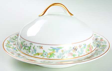 Oriental (Gold Trim) Round Covered Butter