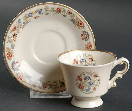 Oriental (Gold Trim) Footed Demitasse Cup & Saucer Set