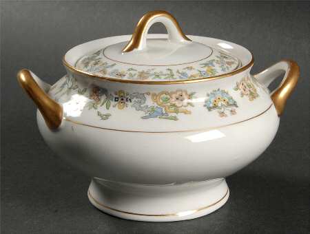 Oriental (Gold Trim) Sugar Bowl & Lid