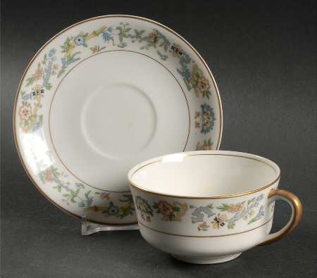 Oriental (Gold Trim) Flat Cup & Saucer Set