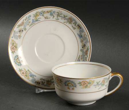 Oriental (Gold Trim) Flat Cup & Saucer Set
