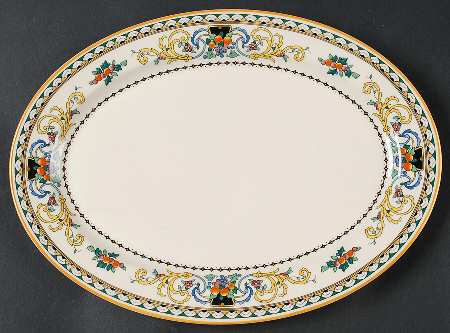 Pembroke (Mustard Trim) 12" Oval Serving Platter