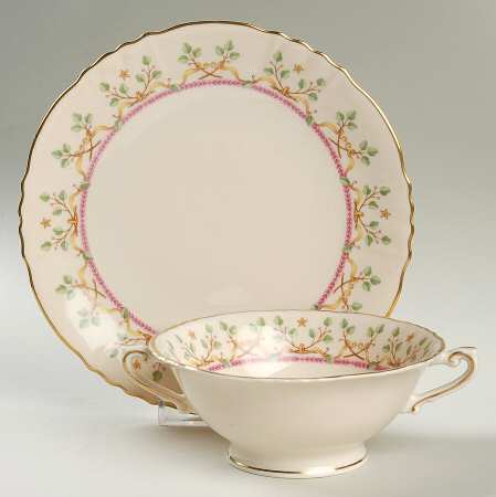 Pendleton Footed Cream Soup Bowl & Saucer Set