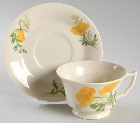 Poppy Footed Cup & Saucer Set
