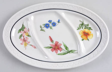 Prairie Mountain Wildflowers (Southern Pacific) 12" Divided 3 Part Oval Serving Platter