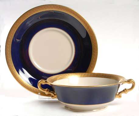 Queen Anne Footed Cream Soup Bowl & Saucer Set