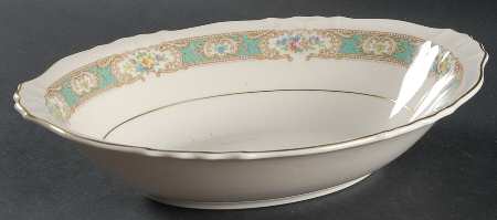 Raleigh Green 9" Oval Vegetable Bowl