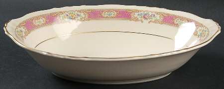 Raleigh Pink 10" Oval Vegetable Bowl