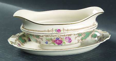 Romance Green Gravy Boat with Attached Underplate