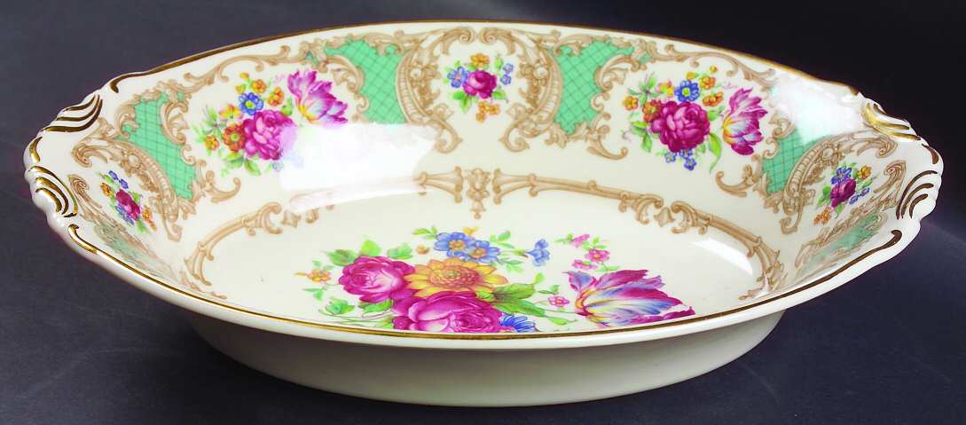 Romance Green 10" Oval Vegetable Bowl