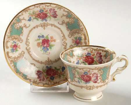 Romance Green Footed Demitasse Cup & Saucer Set