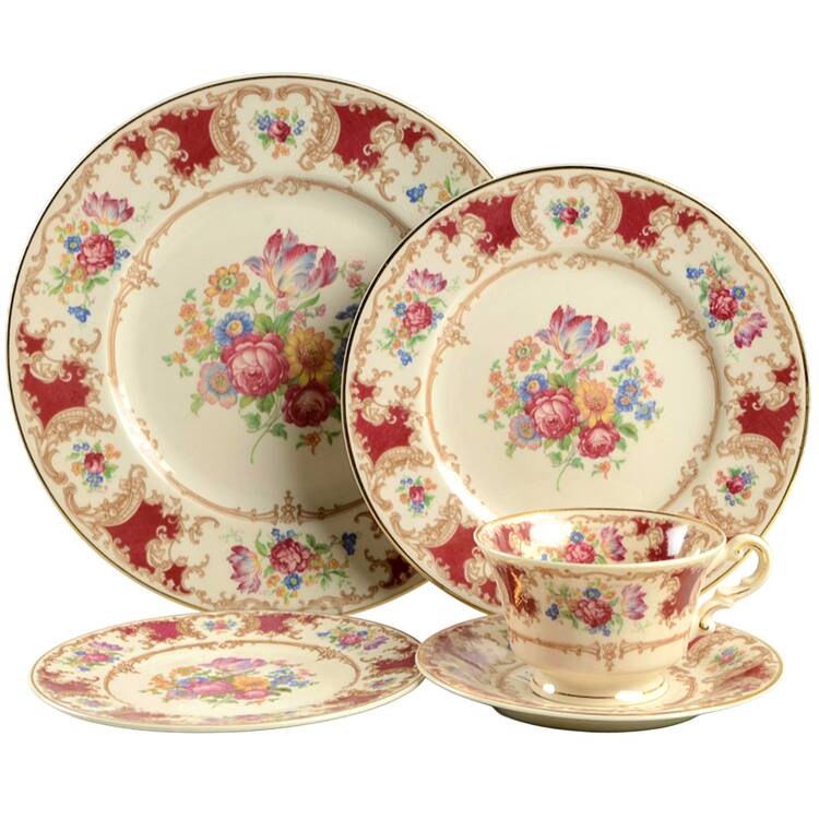 Romance Maroon 40 Piece Estate Set