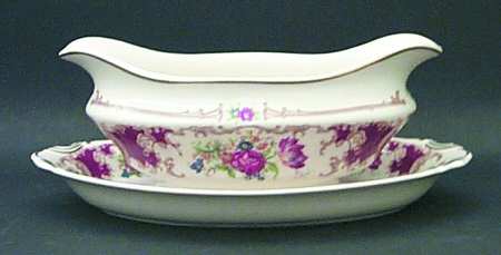 Romance Maroon Gravy Boat with Attached Underplate