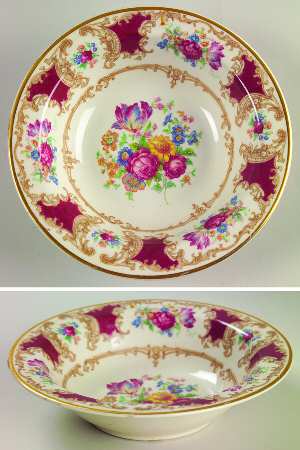 Romance Maroon Rim Cereal Bowl