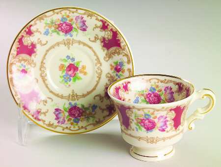 Romance Maroon Footed Demitasse Cup & Saucer Set