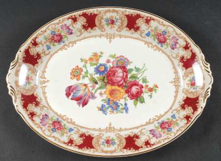 Romance Maroon 14" Oval Serving Platter