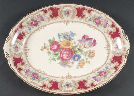 Romance Maroon 13" Oval Serving Platter