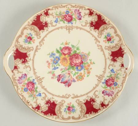 Romance Maroon Handled Cake Plate