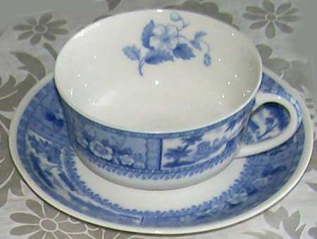 Roosevelt (Blue) Flat Cup & Saucer Set
