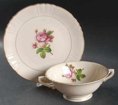 Rosalie Footed Cream Soup Bowl & Saucer Set