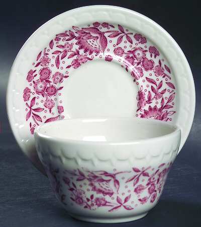 Roxbury-Red (No Trim) Flat Bouillon Cup & Saucer