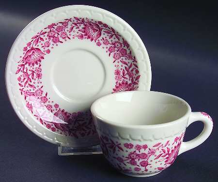 Roxbury-Red (No Trim) Flat Cup & Saucer Set