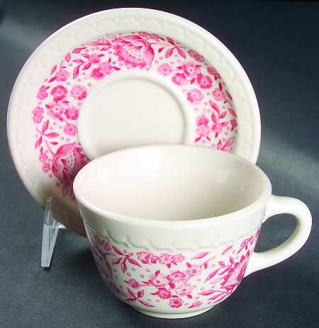 Roxbury-Red (No Trim) Flat Cup & Saucer Set