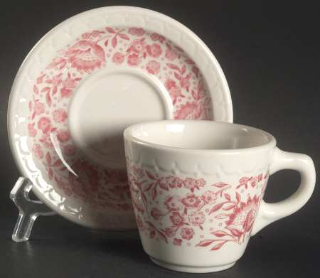 Roxbury-Red (No Trim) Flat Cup & Saucer Set