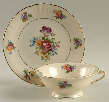 Santa Rosa Footed Cream Soup Bowl & Saucer Set