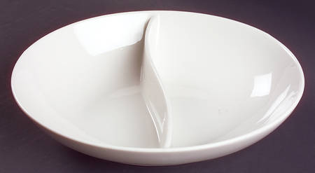 Serene 10" Oval Divided Vegetable Bowl