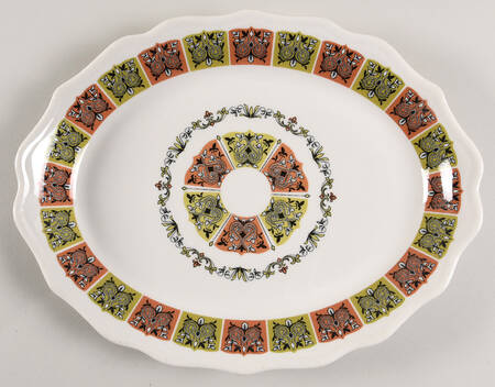 Coral 'N Jade 12" Oval Serving Platter