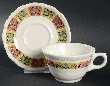 Coral 'N Jade Flat Cup & Saucer Set